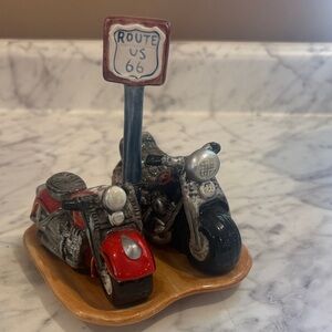 Route 66 Red and Black Motorcycle Figurine